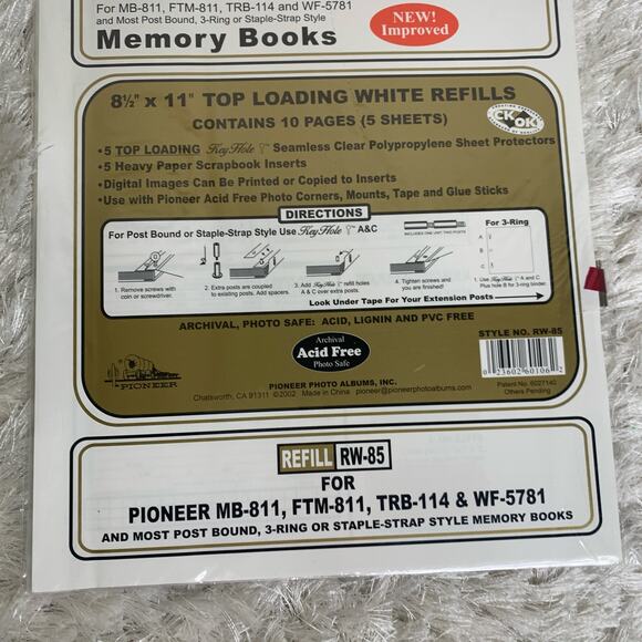 Pioneer Brand 8.5 x 11" Scrapbook refill RW-85 New - Picture 3 of 4